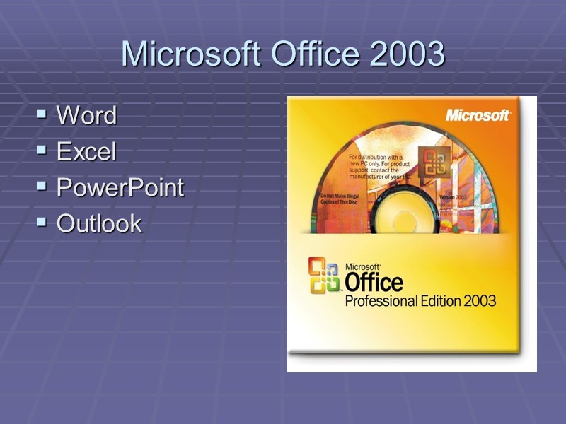 Microsoft Office 2003 Word Excel PowerPoint Outlook